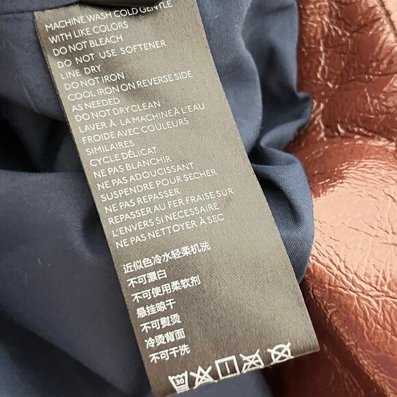 Anthropologie Maeve Skirt Faux Patient Leather Womens 4 Brown Pockets Mini - Picture 8 of 11